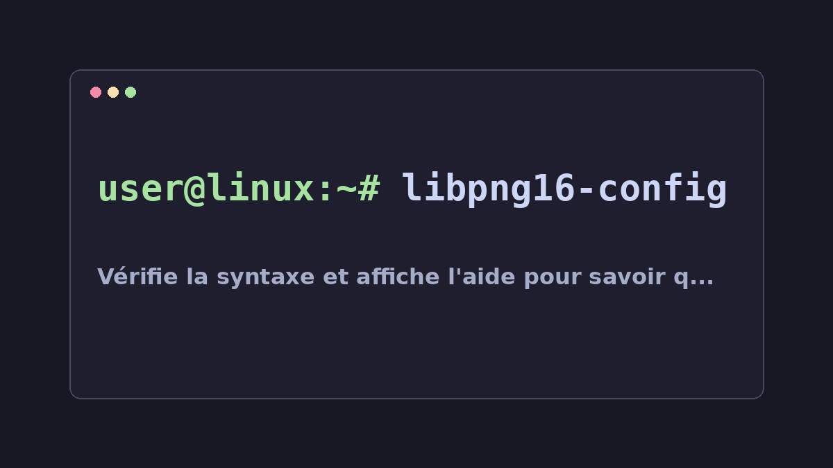 Illustration Linux pour la commande libpng16-config